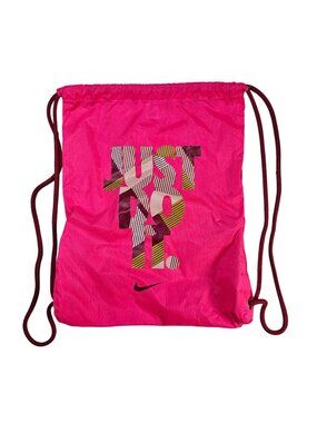 Nike Just Do It Drawstring Backpack Nylon Gym Travel Tote Bag 16"x12" Hot Pink